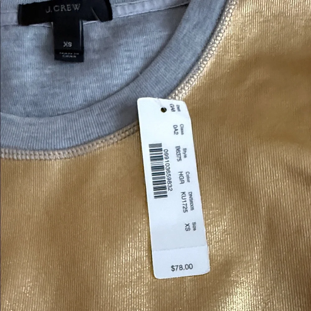 NWT J. Crew Gold and Gray sweathirt